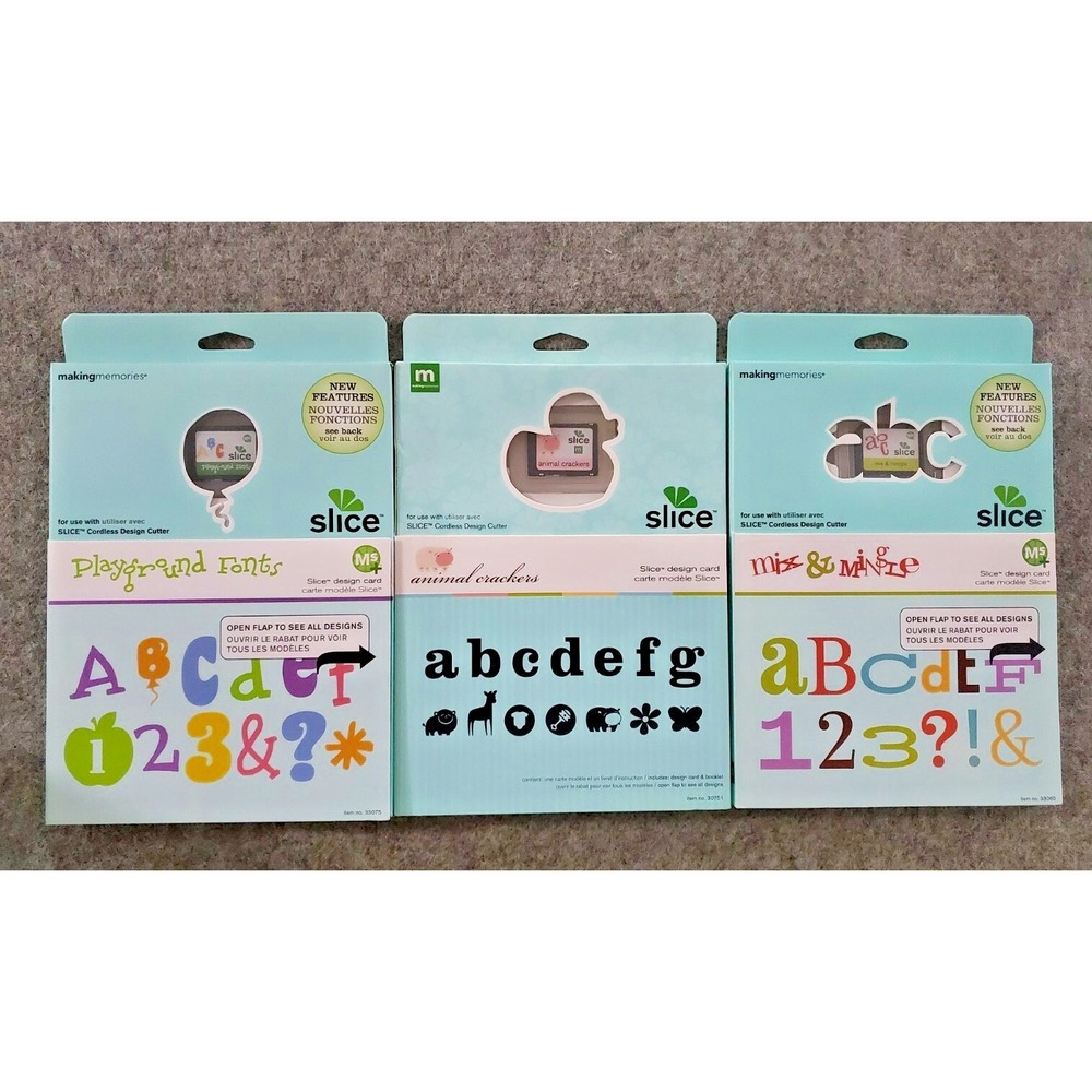 Lot of 3 Making Memories Slice Design Cards Playground Fonts Animal Mix Mingle